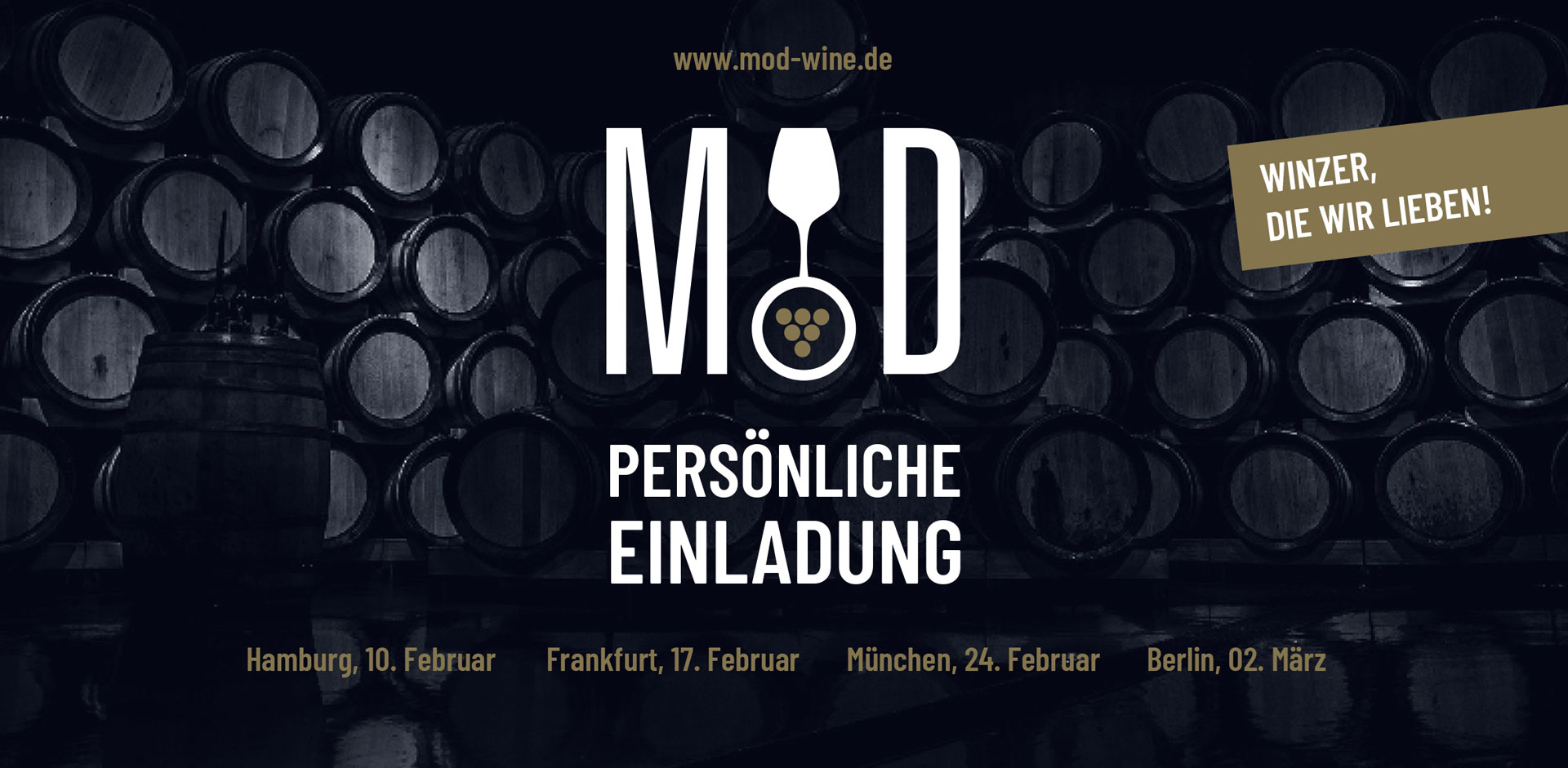Gestaltung der Einladungskarte für MOD Wine Events