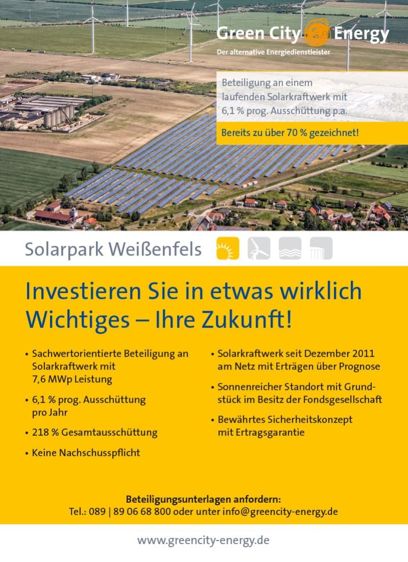 Anzeigen Gestaltung für Solarpark Weißenfels