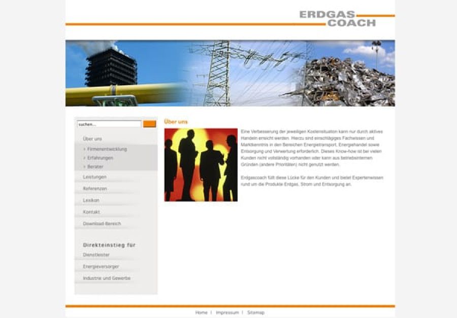 Webdesign für Energie Beratung erdgascoach.de