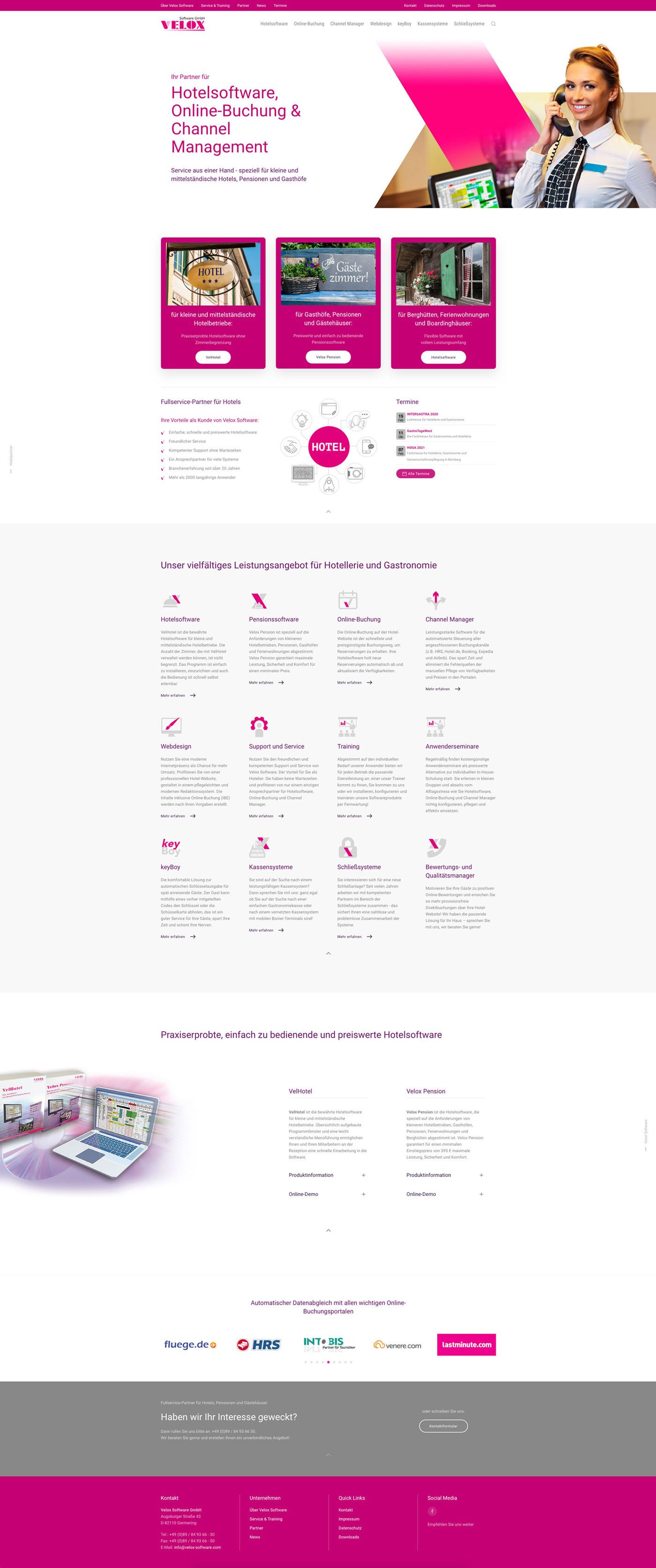 Responsives Webdesign auf der Startseite von VELOX Software GmbH