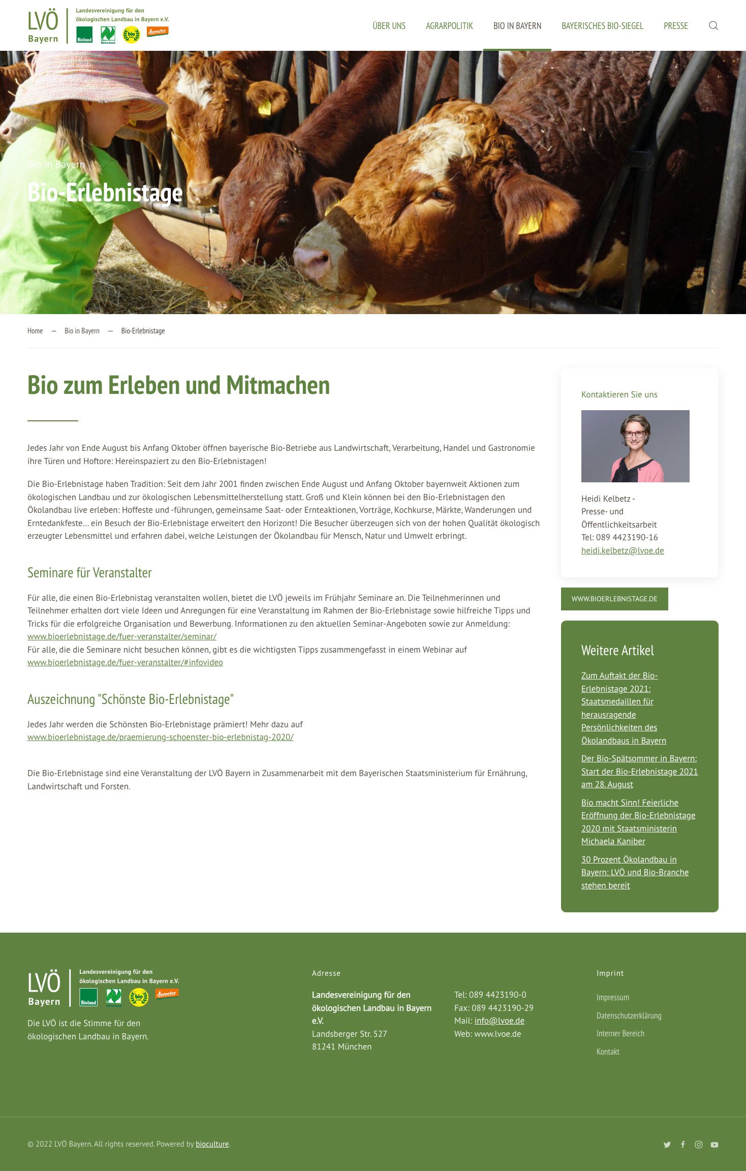 Subpage Gestaltung der Bio in Bayern LVÖ