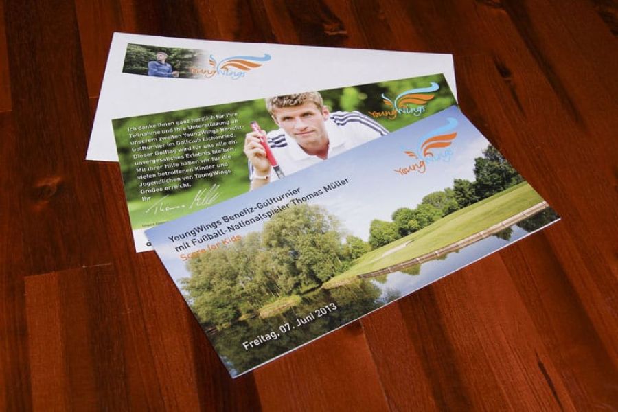 Gestaltung der Einladungen, Plakate, Flyer für das Golfturnier