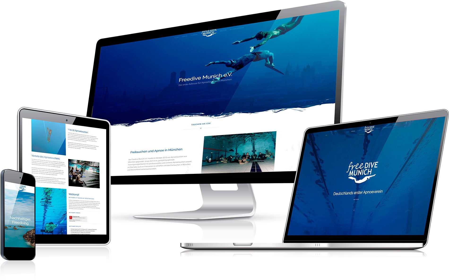 Responsive Webdesign für Freedive Munich