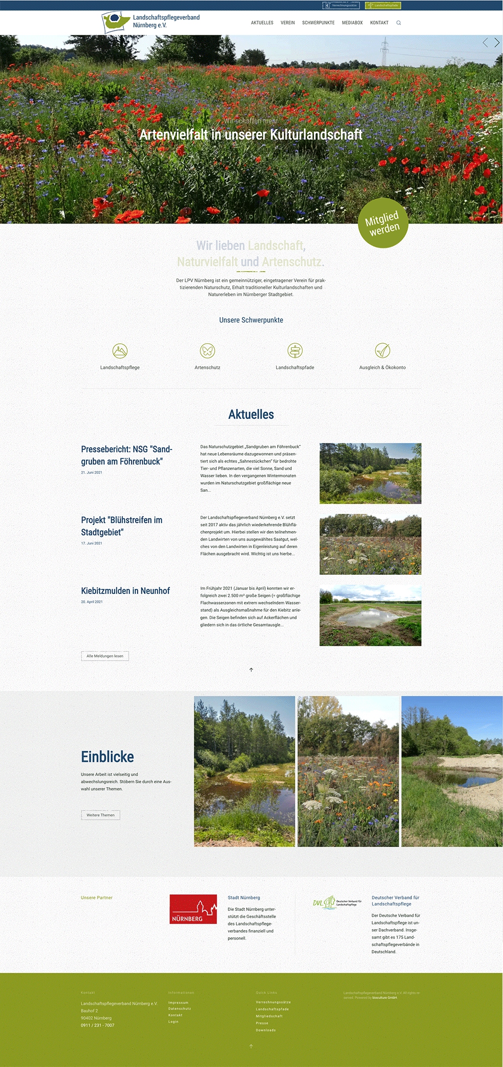 Neue Startseite für den Landschaftspflegeverein aus Nürnberg 