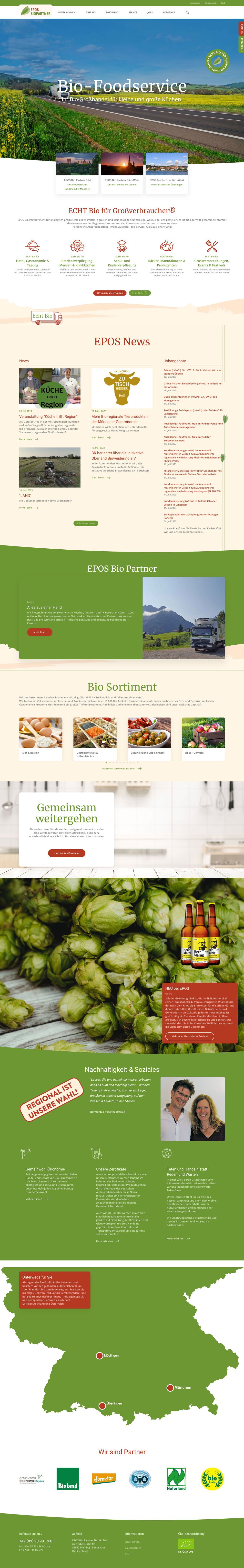 Epos Biopartner - Neue Startseite des Bio Grosshandels
