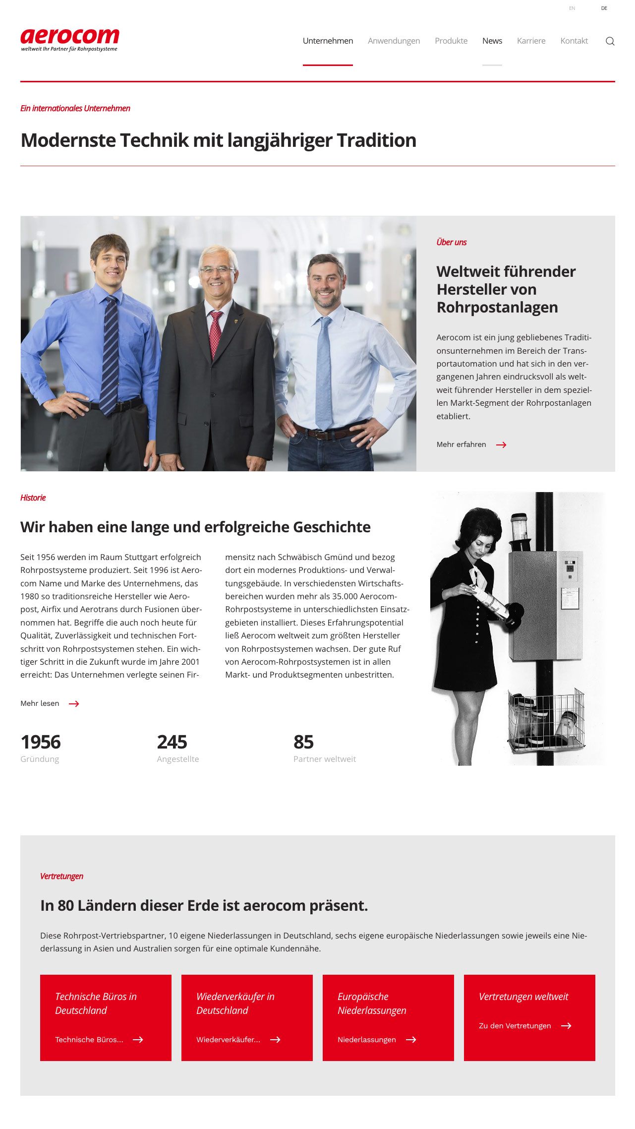 Webdesign aerocom Unternehmen / über uns