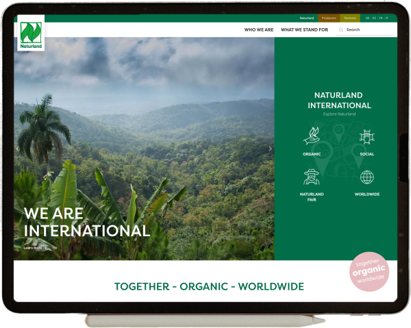 Naturland International - Responsive Webdesign on Tablet