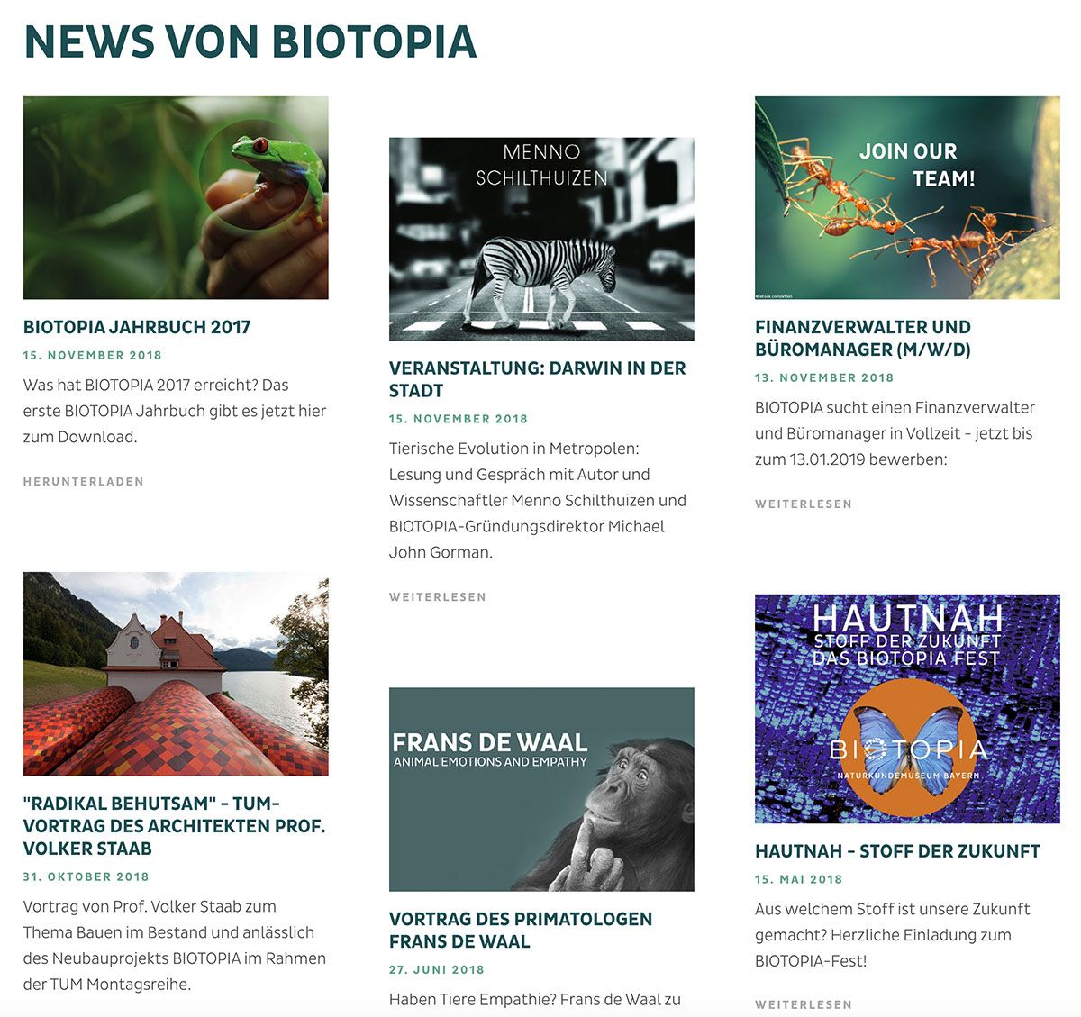 News von BIOTOPIA - Naturkundemuseum München