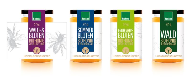 Bio-Honig Etikettendesign für die Bio-Imkerei Honiglandschaften