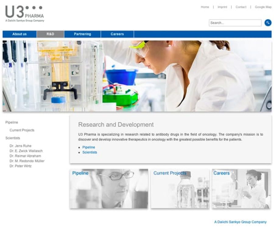 Webdesign für U3 Pharma München