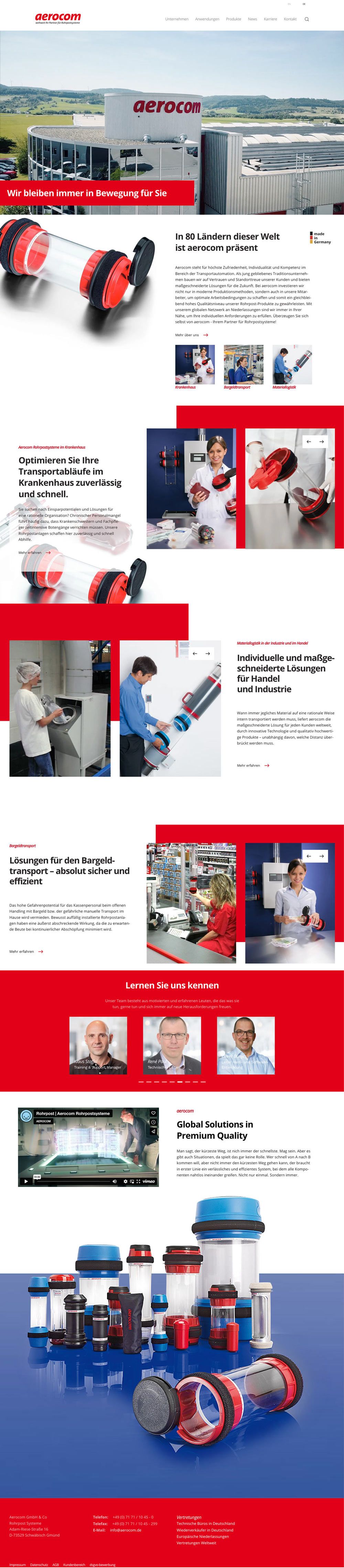 Webdesign für Aerocom 